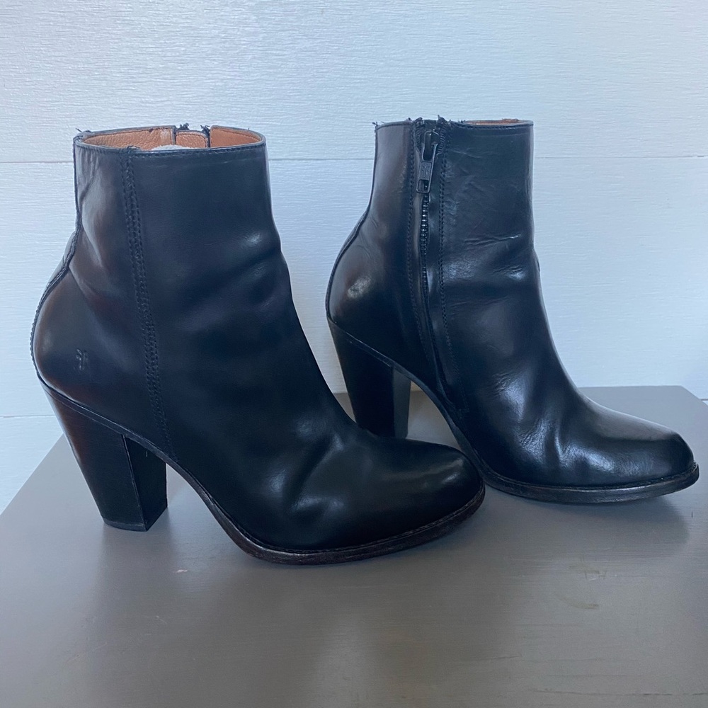 Frye black leather booties